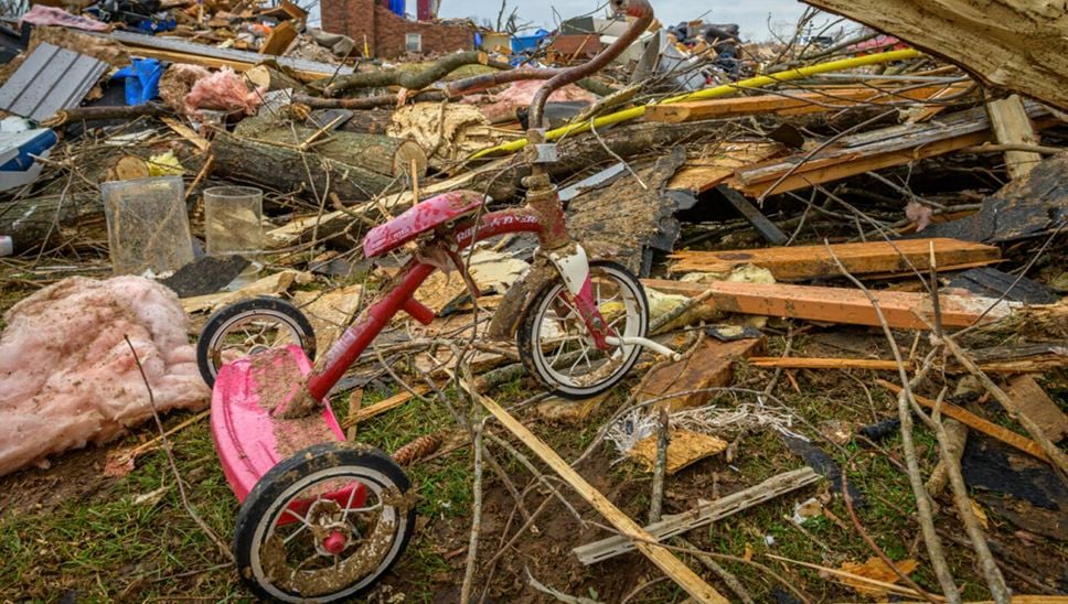 bike among rubble